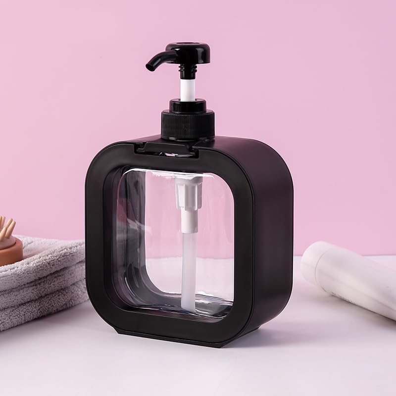 Hand Soap Dispenser for Bathroom, Modern Dish Soap Dispenser for Kitchen Sink, Liquid Soap Container with Pump, Clear Plastic Soap Pump Bottles (2 Packs,10oz, Black) - color: Black 300ml