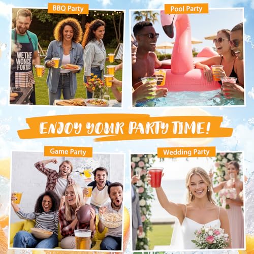 Jingmore 500pack 12oz Clear PET Plastic Cups Bulk, Sturdy Disposable Cold Drink Cups, Clear Reusable Party Drinking Tumblers with Reinforced Rim for Iced Coffee, Picnics, BBQ, Beverage, Commercial - size: 12oz