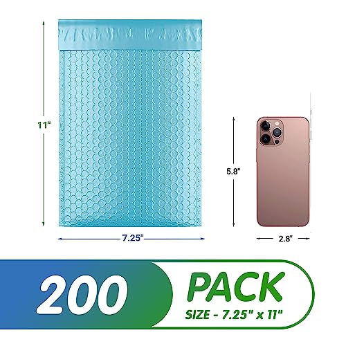 Poly Bubble Mailers, 8.5 x 12 Inch Light Blue Padded Mailers, Self Seal Shipping Envelopes, Lightweight Poly Mailer Bags, Waterproof Mailing Bags, Pack of 200 - color: Light Blue, size: 8.5" x 12" / 200 Pack