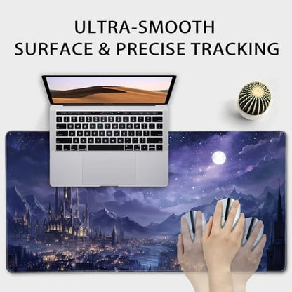 Fantasy Castle Night Large Gaming Mouse Pad Desk Mat 31.5"x15.7" - color: Fantasy Castle