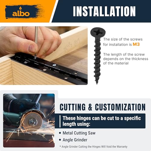 ALBO 36" x 2" Piano Hinge Stainless Steel 304, Black, 2-Pack - color: Black, size: 36 Inch