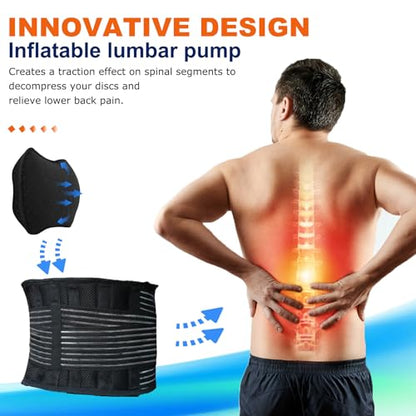 Back brace with inflatable pad,Lower Back Pain,Sciatica Relief XL/2XL - size: XX-Large