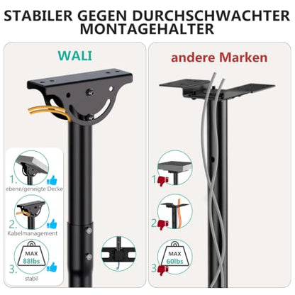 WALI Ceiling TV Mount for Most 26-65 inch LCD LED OLED 4K TVs, up to 99 lbs - color: Black (400x400mm), size: 2 feet