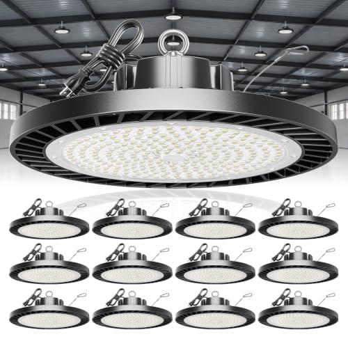 ONLYLUX UFO LED High Bay Light 200W 30000LM 5000K High Bay LED Shop Lights - size: 200W-12P-5000K