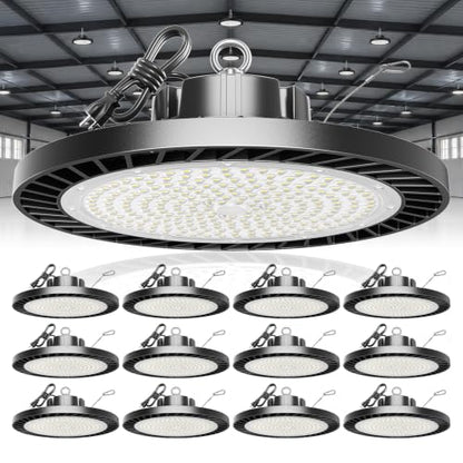 ONLYLUX UFO LED High Bay Light 200W 30000LM 5000K High Bay LED Shop Lights - size: 200W-12P-5000K