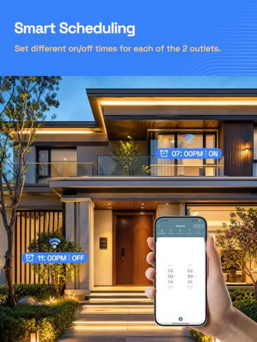 HBN Outdoor Smart Plug, WiFi Heavy Duty 2 Outlet Timer, 1 Pack, 2.4GHz - style: 2 Outlets-1PC
