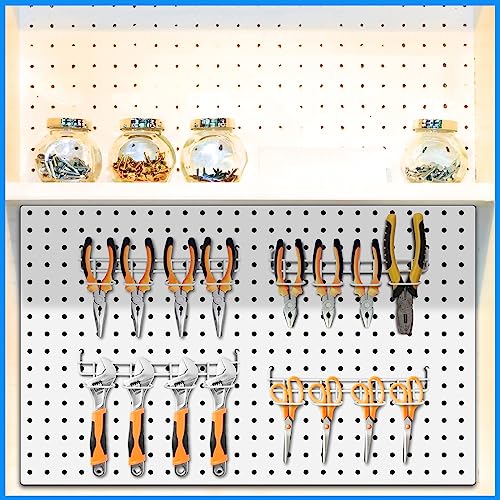 Coume 4 Pcs Pegboard Tool Holder Hooks for Screwdriver Pliers, White - color: White