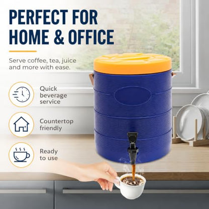 Insulated Beverage Dispenser 3 Gal/6.6Gal, Stainless Steel Commercial Drink Dispenser with Spigot, 24H Hot/Cold Thermal Carafe for Coffee, Tea, Water, Parties (Blue, 6.6Gal/25L) - color: Blue, size: 6.6Gal/25L