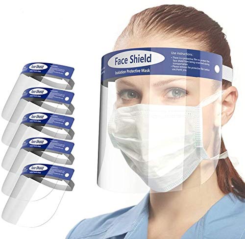 nextool 5-PK Full Protection, Adjustable and Reusable Face Shield with Easy to Clean Anti-Fog Lens, Unisex