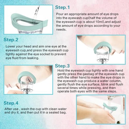 Eye Wash Cup, Silicone Manual Air Pressure Eye Wash Kit- Blue - color: Blue