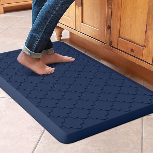WISELIFE Kitchen Mat, Cushioned Anti Fatigue Floor Mat, 17.3"x28" Blue - color: Blue, size: 1'5" x 2'4" (Rectangular)