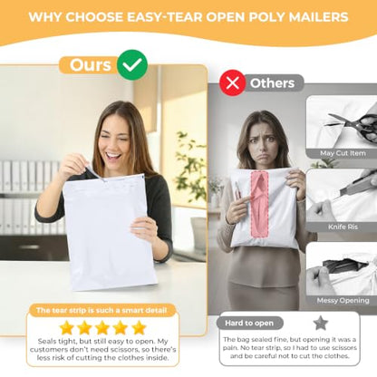 Metronic Poly Mailers 14.5x19 100Pcs White Large Shipping Bags for Clothes - color: White, size: 14.5x19 100PC - Upgraded Version