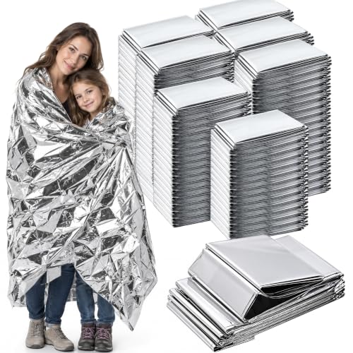 K Kingstar Emergency Blankets 120 Packs, 84" L x 52" W, Survival Gear for Family & Homeless Emergency Warmth, Bulk Survival Reusable Mylar Thermal Blankets for Car Kits, Bug Out Bags & First Aid - size: 84" L x 52" W