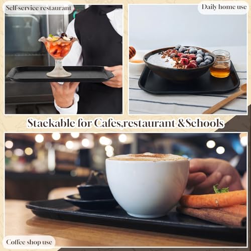 6 Pack 12x16 Inch Large Fast Food Trays Bulk Giant Heavy Duty Reinforced Plastic Serving Trays with Raised Edges Non-Slip Surface Stackable Commercial Grade for Restaurants Bars Cafeterias - size: 12x16 Inch