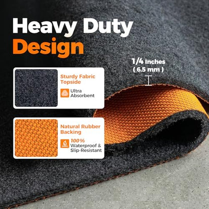 2‑Pack Heavy Duty Oil Spill Mat 64"X 32", 1/4" Thick Garage Floor Mat - color: Black, size: 32"L x 64"W x 0.25"Th (Rectangular)