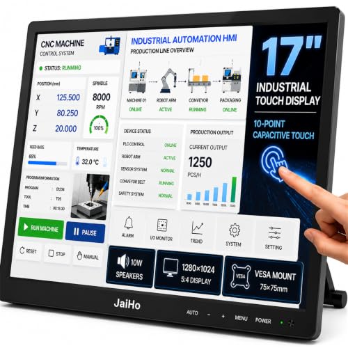 17-Inch Widescreen Touchscreen Monitor, 1280x1024 HD 4:3 Aspect Ratio IPS Display with BNC HDMI VGA AV USB Input, 400cd/m² High Brightness Touch Screen for POS System Kiosk Industrial Control - size: 17Inch/4:3