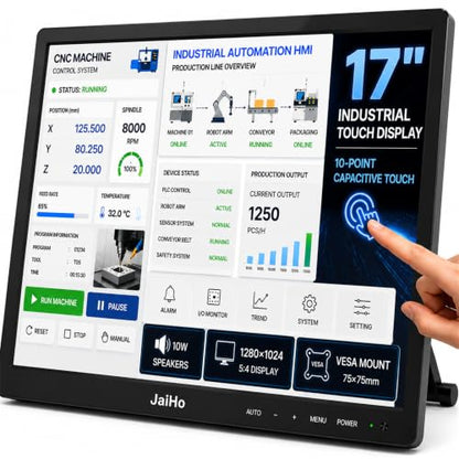 17-Inch Widescreen Touchscreen Monitor, 1280x1024 HD 4:3 Aspect Ratio IPS Display with BNC HDMI VGA AV USB Input, 400cd/m² High Brightness Touch Screen for POS System Kiosk Industrial Control - size: 17Inch/4:3