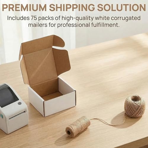 Cedilis 75 Pack Corrugated Mailer, 4x4x2 Inches Shipping Boxes, Small Cardboard Box for Shipping Mailing and Storing, Recyclable, Crush Proof, Oyster White - size: 4x4x2 Inches