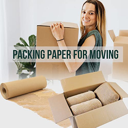 Honeycomb Packing Paper for Dishes Large Wide 20 Inches X164 Feet Gift Tissue Paper, Bubble Cushioning Wrap Roll Sustainable Packing Materials for Moving, Shipping Paper Wrap for Fragile Items - size: 20" x 164ft
