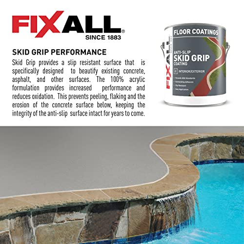 FIXALL Skid Grip Anti-Slip Coating, 1 Gallon, Smoke, Exceeds ADA Standards, Ideal for Safety Areas, Slip-Resistant Pavement, Cement & Concrete Paint - color: Smoke, size: 128 Fl Oz (Pack of 1)