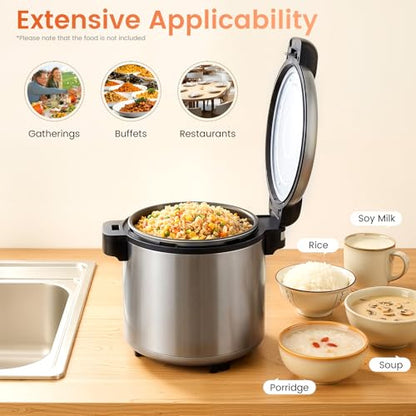 23L Electric Rice Warmer, Stainless Steel Commercial Food Warmer for Rice Soup Catering Restaurant Buffet Kitchen Use Durable Heating Equipment Suitable for Chefs Small Business Large Events