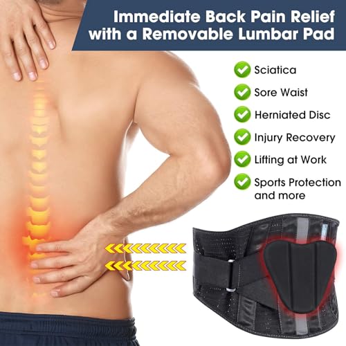 Lower Back Brace for Men and Women Pain Relief(Black,2XL Fit 37.5”-47”) - color: BLACK/GREY, size: 2X-Large (Pack of 1)