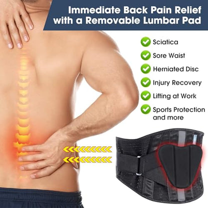 Lower Back Brace for Men and Women Pain Relief(Black,2XL Fit 37.5”-47”) - color: BLACK/GREY, size: 2X-Large (Pack of 1)