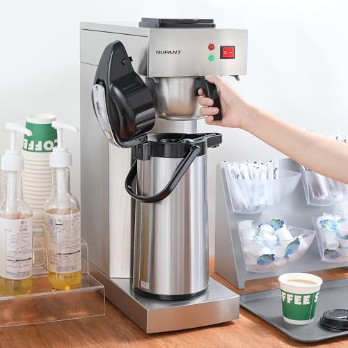 NUPANT Commercial Airpot Coffee Brewer 2.2L/74oz Dirp Coffee Maker with 24H Insulated Thermal Carafe Stainless Steel Pour Over Coffee Machine 120V/1450W COFFEE Dispenser for Café Restaurant Cafateria - size: Manual Filling