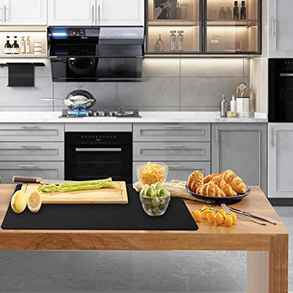 Ewen 25.6x17.7in Large Silicone Kitchen Counter Mat, 2mm Thick Heat Resistant Countertop Protector, Baking Silicone Mat under Air Fryer Toaster Oven Microwave Coffee Maker Cutting Board Drill Black - color: Black, size: 25.6"L x 17.5"W