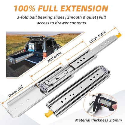 with Lock Heavy Duty Drawer Slides 12 14 16 18 20 22 24 26 28 30 32 34 36 40 44 48 52 56 60 Inch 500 Lbs Side Mount Full Extension Ball Bearing Rails Rail Tool Box Runner-W:76mm, 18 Inch - size: 18 Inch, style: Load:500 lb (With lock) -W:76mm