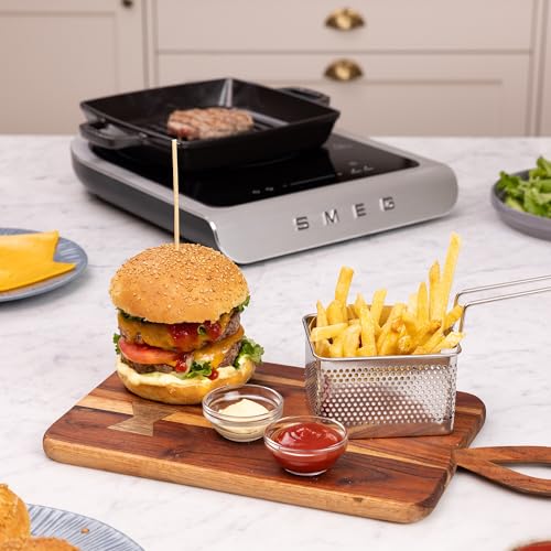 SMEG 1800W Portable Induction Cooker – Collezione Collection | Single-Burner Induction Hob with Probe, 9 Power Levels + Boost, Touch Controls — Travel/RV/Compact Kitchen-Black - color: Black
