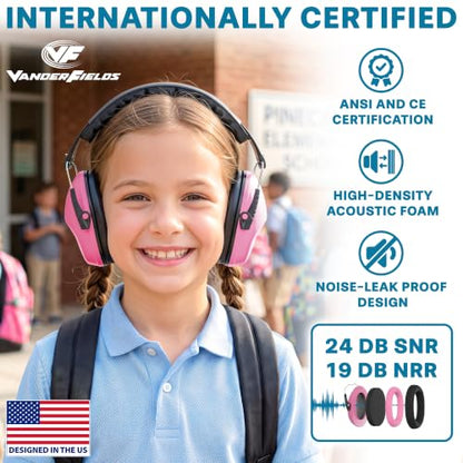 Kids Noise Canceling Headphones - 31 dB (2K Hz) - Ear Protection Earmuffs - color: Double Pink