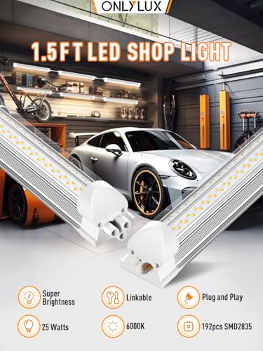 OnlyLux LED Shop Light, 25W 3750LM 6000K Super Bright(6 Pack) - size: 6 Pack