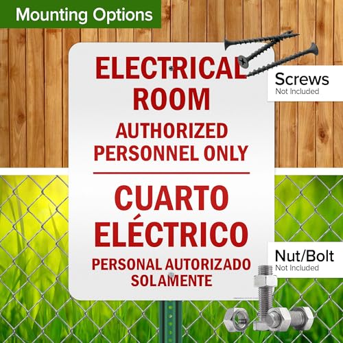 Electrical Room Authorized Personnel Only Bilingual Sign, 24x30 Inches, 3M EGP Reflective .080 Aluminum, Fade Resistant, Made in USA by My Sign Center - size: 24x30 Reflective Aluminum