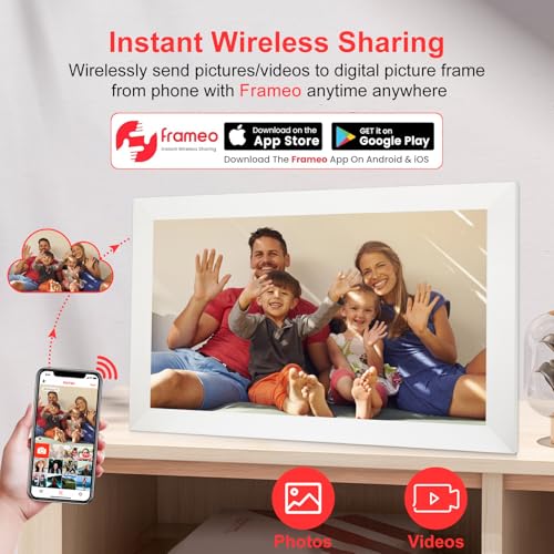 Frameo 15.6 Inch Digital Picture Frame WiFi, White Digital Photo Frame 1920x1080 IPS HD Touchscreen, 32GB Storage Share Photos/Videos, Tabletop&Wall-Mounted, Wedding, Birthday, Gifts for Loved Ones - color: 15.6 inch-White-Support Wifi