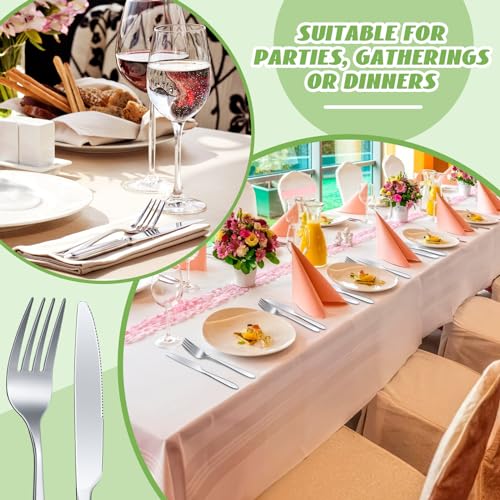Nuenen 100 Pcs Stainless Steel Forks and Knives, Silver 8.4" 7.1" - color: Silver, size: 8.4 Inches, 7.1 Inches