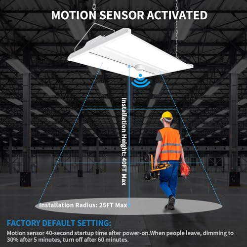 4 Pack Ceiling Sensor, PIR Occupancy Motion Detector for LED High Bay Light, 40 FT Ceiling and 50 FT Wall Mount Detection Diameter, Commercial/Industrial Grade