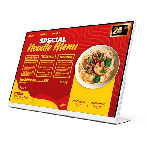 24 Inch Desktop Digital Menu Board, HD Digital Signage Retail Store Monitor, Commercial Display Advertising Screen Android with CMS, Electronic Menu Display for Milk Tea Shop/Restaurant - size: 24 Inch