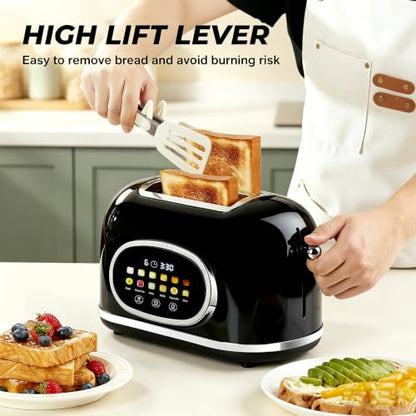 Roter Mond Toaster 2 Slice Touchscreen Stainless Steel, Retro Black - color: Black