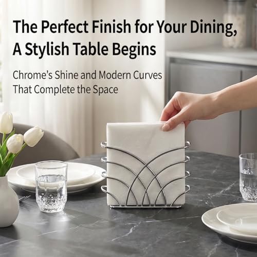 Napkin Holder for Table, Silver Iron Upright Paper Dispenser - color: Q - Luncheon Napkin Holder - Silver, size: Luncheon Napkin Holder