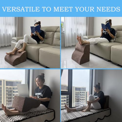 Foot Rest for Under Desk at Work.Multifunctional 3-Tier Foot Stool - color: Standard-brown