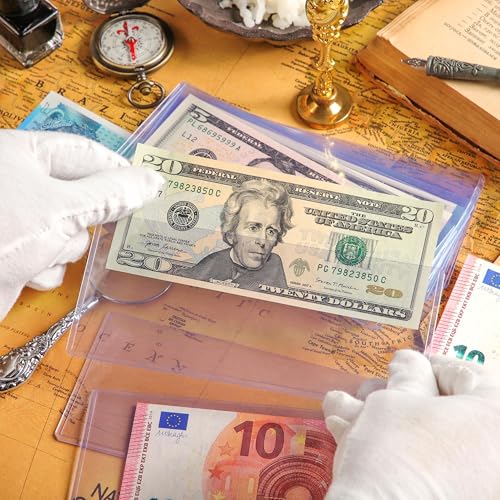 Uncle Paul 80PCS Banknotes Top-Insert Holders - Currency PVC - color: 80 Pieces