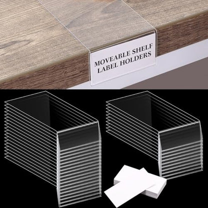 Containlol 30 Pcs PVC Shelf Label Holders with Insert Card, 6.5x2x1'' - size: 6.5x2x1''