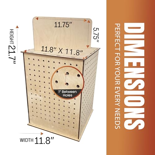 TORCHED DISPLAYS Rotating Display Stand | 22.5 x 16.76-inch | Rotating Organizer Wood Pegboard | Pegboard Display Stand for Craft Shows, Vendor Events, Jewelry, Accessories | Natural