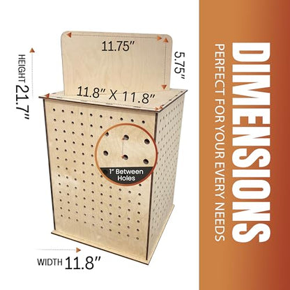 TORCHED DISPLAYS Rotating Display Stand | 22.5 x 16.76-inch | Rotating Organizer Wood Pegboard | Pegboard Display Stand for Craft Shows, Vendor Events, Jewelry, Accessories | Natural