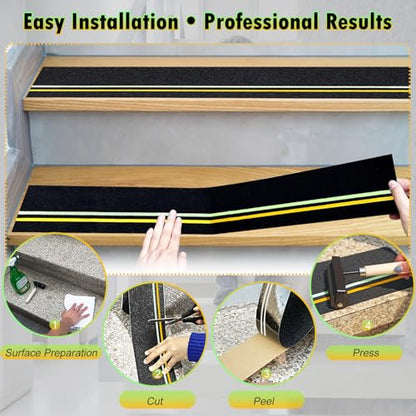 S&X Anti Slip Tape 6in x 60ft Grip Tape for Stairs, Reflective/Glow - color: Reflective/Glow-in-the-Dark, size: 6" X 60'
