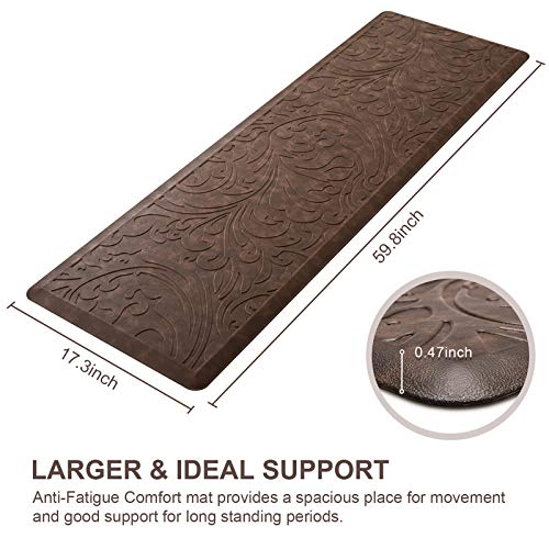 Kitchen Mat Cushioned Anti-Fatigue Comfort Standing Mat Rug for Home,Office - color: Brown, size: 1'5" x 5' (Rectangular)