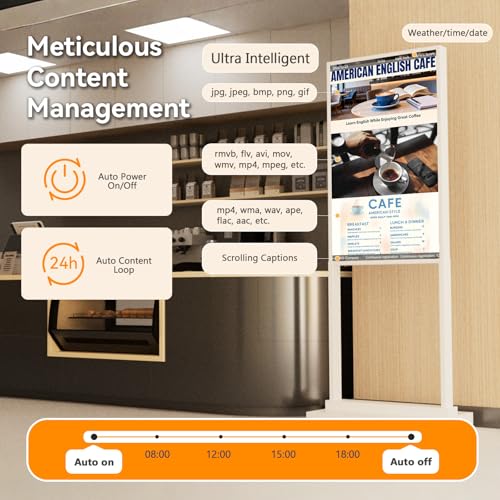 43 Inch 4K Touchscreen Kiosk, Indoor Capacitive Touch Floor Standing Digital Signage Displays, Advertising Display LCD Kiosk, UHD Interactive Display Poster Android System, HDMI/USB/WiFi