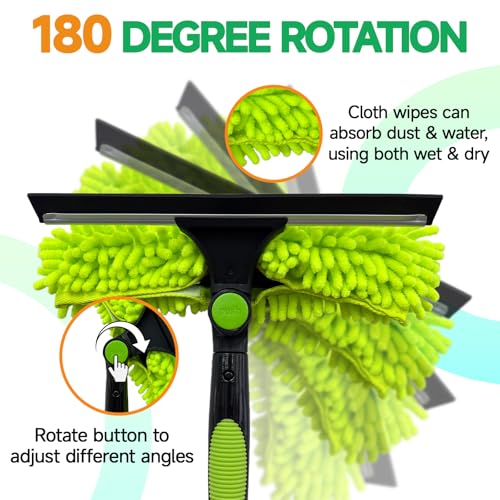 2 in 1 Window Squeegee Cleaner Kit Extension Pole, 152 in, Green - color: Green 152 in