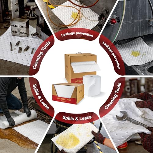 Oil Absorbent Pads, Oil-Only Spill Mat, White, 16"x20", 100 Pcs - color: 100pack 4mm Thickened/ Oil-Only Pads(16"x20")